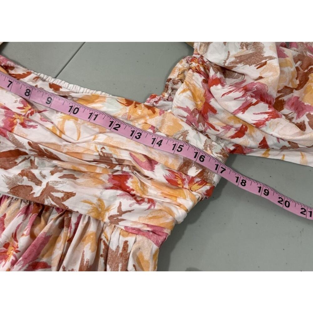 Abercrombie Fitch Emerson Poplin Puff Sleeve Mini Dress Orange Floral Womens M - Picture 5 of 6